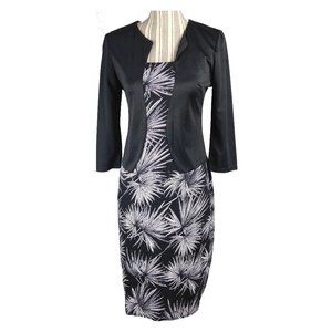 Women Office Printed Fake Two-Piece BodyCon Dress